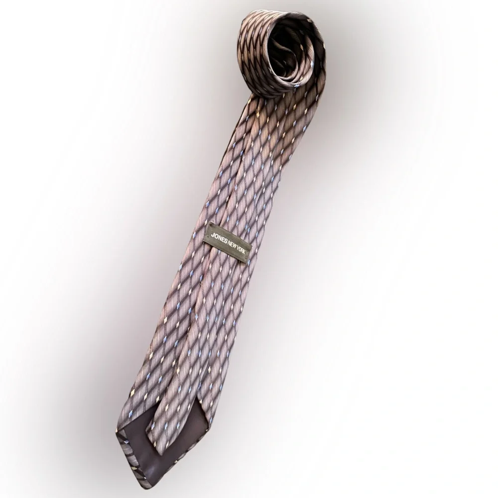 😎 Jones New York grey/black 100% silk tie made in USA